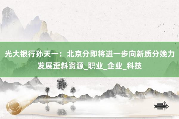 光大银行孙天一：北京分即将进一步向新质分娩力发展歪斜资源_职业_企业_科技