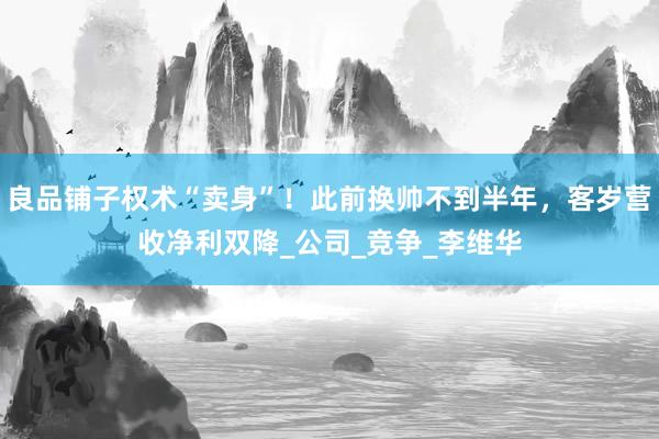 良品铺子权术“卖身”！此前换帅不到半年，客岁营收净利双降_公司_竞争_李维华