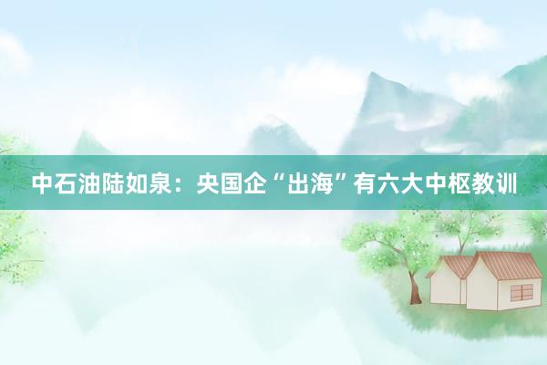 中石油陆如泉：央国企“出海”有六大中枢教训