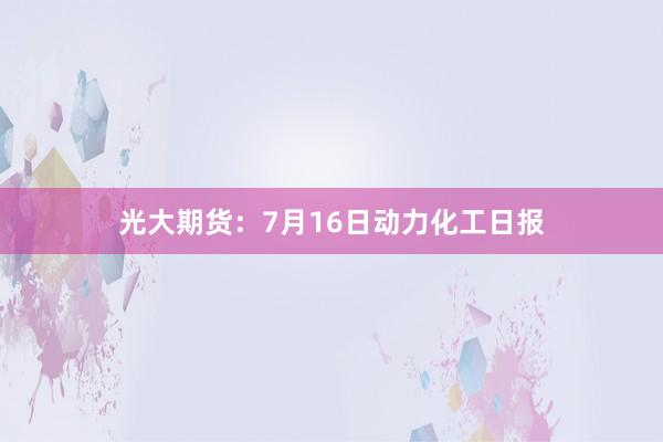光大期货：7月16日动力化工日报