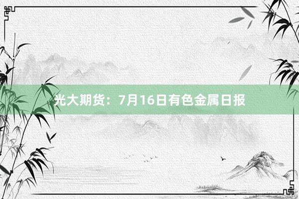 光大期货：7月16日有色金属日报