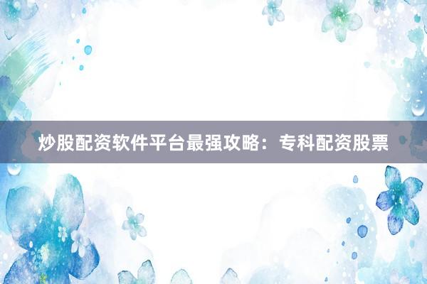 炒股配资软件平台最强攻略：专科配资股票