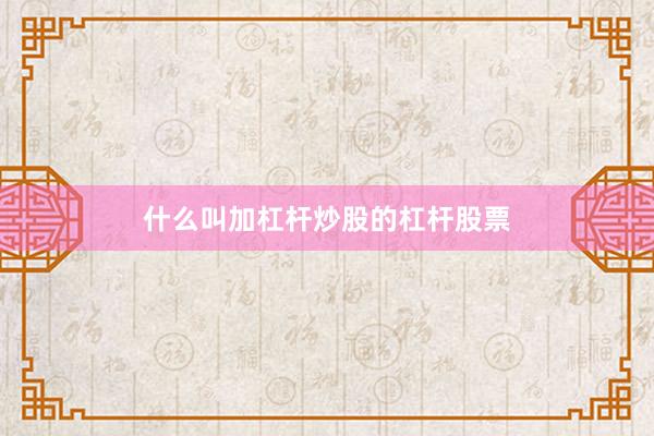 什么叫加杠杆炒股的杠杆股票