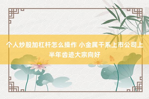 个人炒股加杠杆怎么操作 小金属干系上市公司上半年齿迹大宗向好