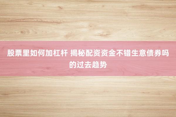 股票里如何加杠杆 揭秘配资资金不错生意债券吗的过去趋势