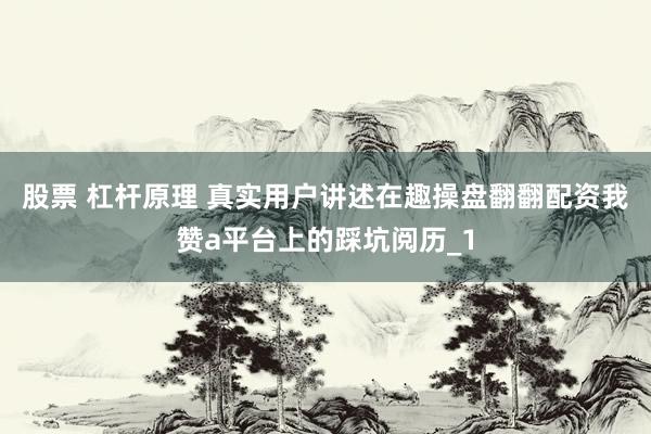 股票 杠杆原理 真实用户讲述在趣操盘翻翻配资我赞a平台上的踩坑阅历_1