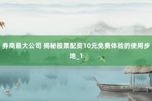 券商最大公司 揭秘股票配资10元免费体验的使用步地_1