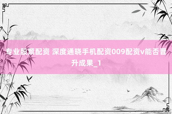 专业股票配资 深度通晓手机配资009配资v能否晋升成果_1