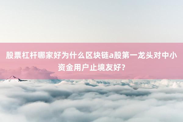 股票杠杆哪家好为什么区块链a股第一龙头对中小资金用户止境友好？