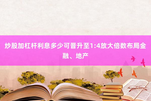 炒股加杠杆利息多少可晋升至1:4放大倍数布局金融、地产