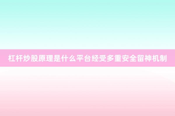 杠杆炒股原理是什么平台经受多重安全留神机制