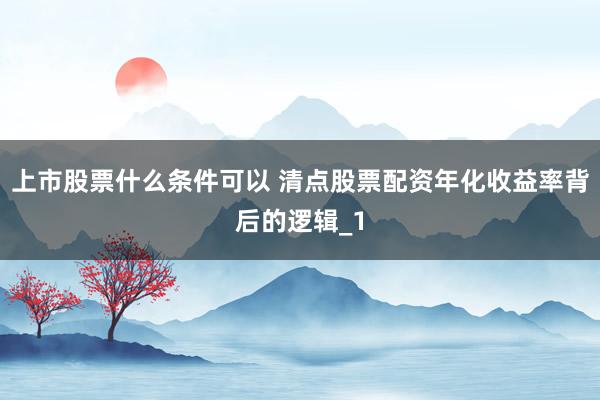 上市股票什么条件可以 清点股票配资年化收益率背后的逻辑_1