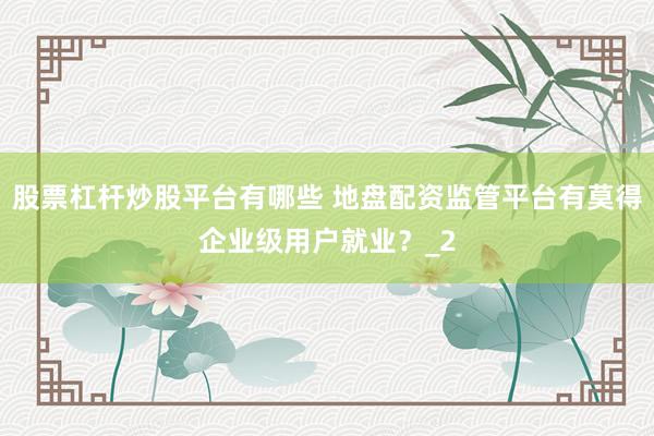 股票杠杆炒股平台有哪些 地盘配资监管平台有莫得企业级用户就业？_2