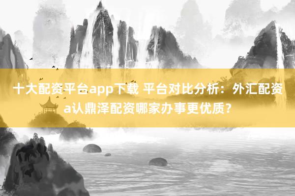十大配资平台app下载 平台对比分析：外汇配资a认鼎泽配资哪家办事更优质？