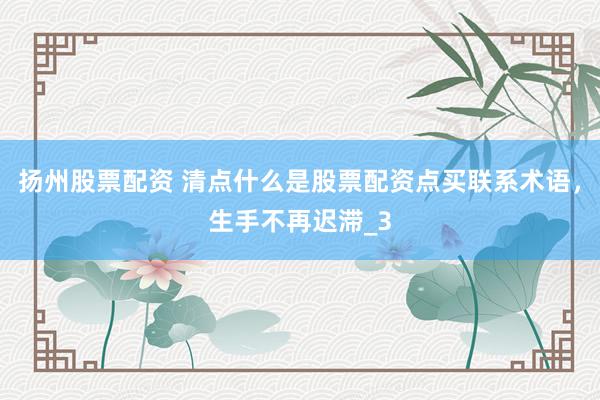 扬州股票配资 清点什么是股票配资点买联系术语，生手不再迟滞_3