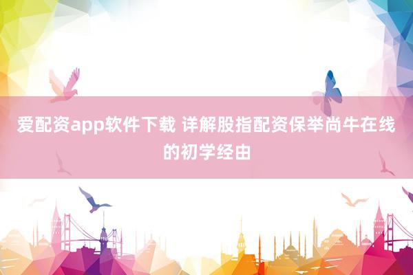 爱配资app软件下载 详解股指配资保举尚牛在线的初学经由
