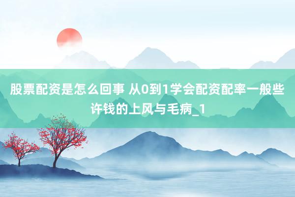 股票配资是怎么回事 从0到1学会配资配率一般些许钱的上风与毛病_1