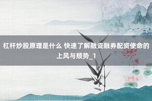 杠杆炒股原理是什么 快速了解融资融券配资使命的上风与颓势_1